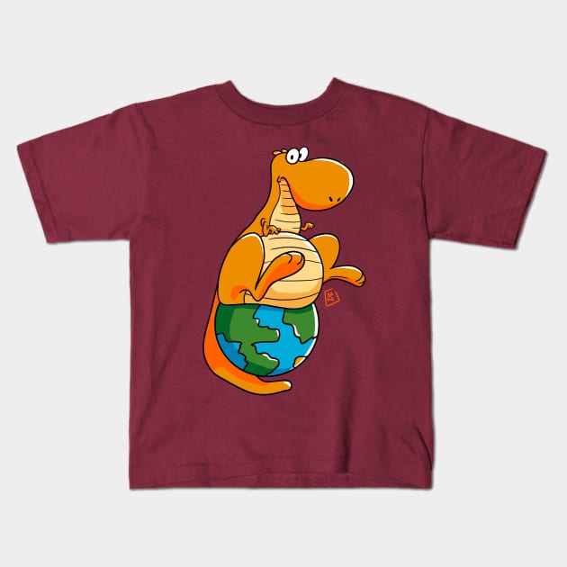 Dino World Kids T-Shirt by Alison Andrei